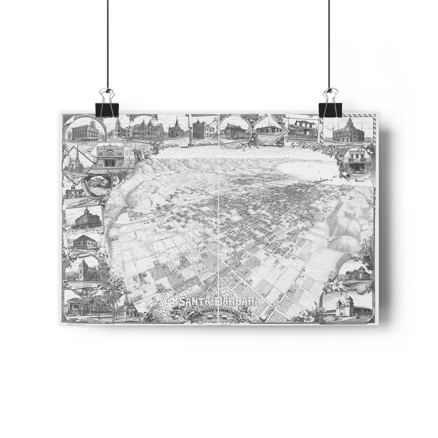 Santa Barbara, California 1898 — Bird's-Eye View Map Print