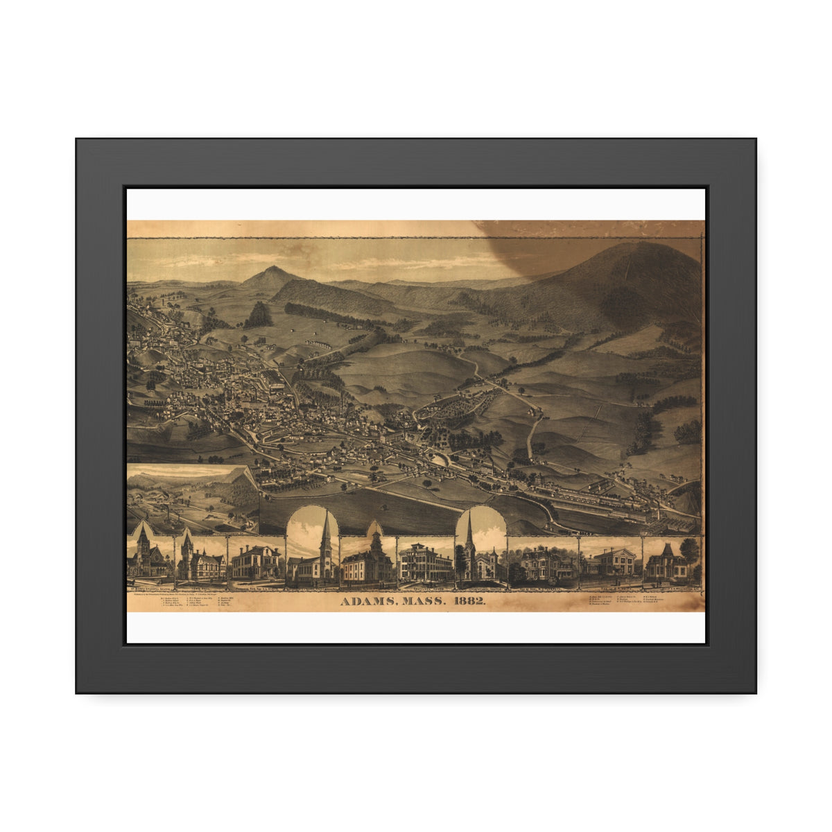 Adams, Massachusetts 1882 — Framed Bird's-Eye View Map