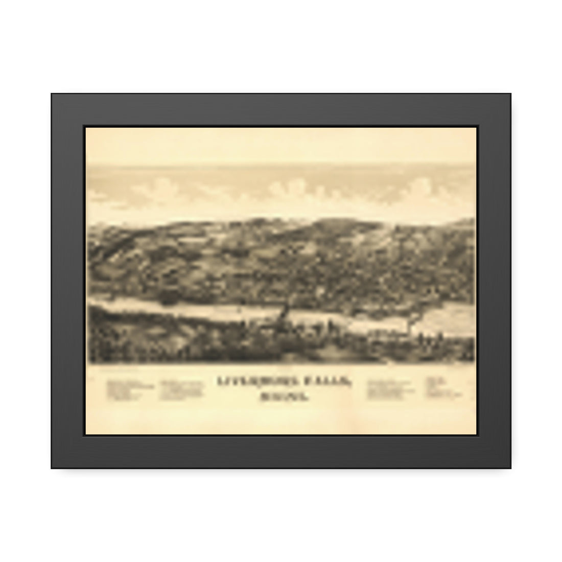 Livermore Falls, Maine 1889 — Framed Bird's-Eye View Map
