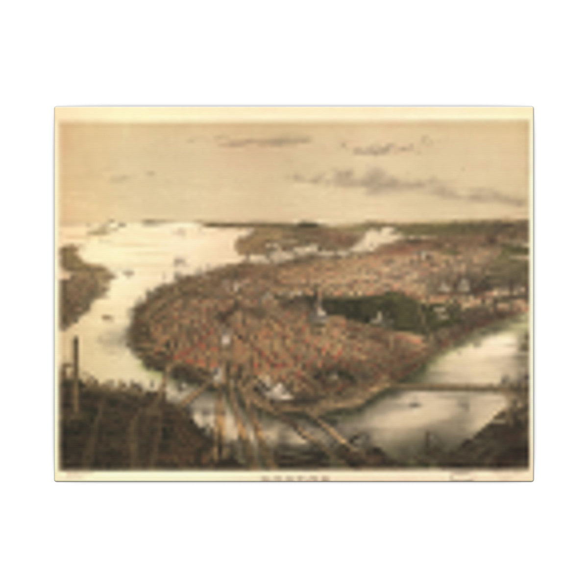 Boston, Massachusetts 1877 — Bird's-Eye View Map on Canvas