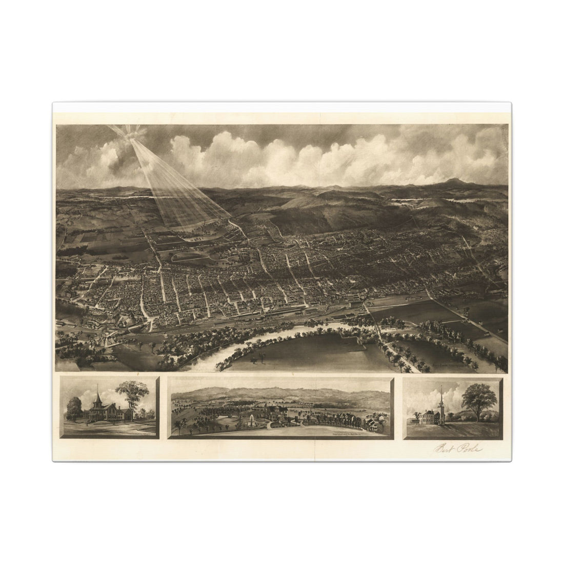 Concord, New Hampshire 1899 — Bird's-Eye View Map on Canvas
