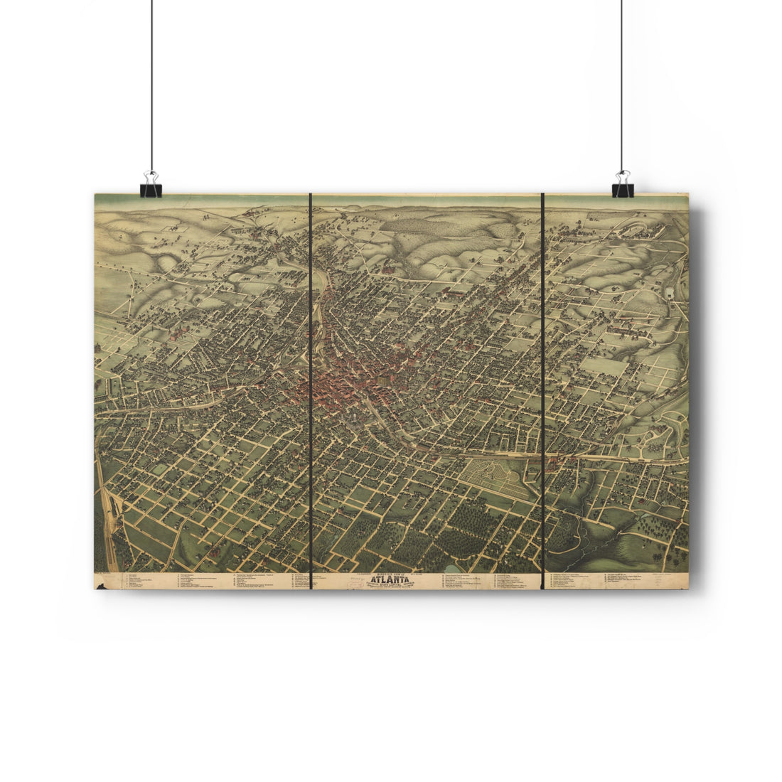Atlanta, Georgia 1892 — Bird's-Eye View Map Print