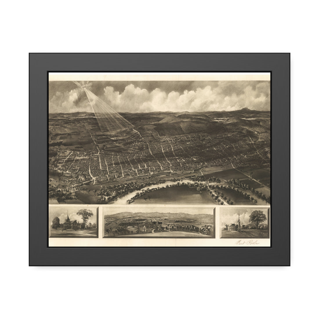 Concord, New Hampshire 1899 — Framed Bird's-Eye View Map