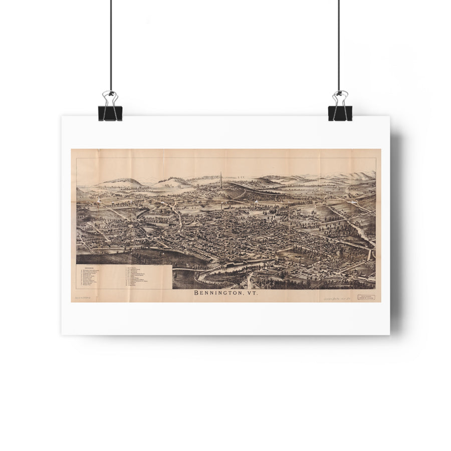 Bennington, Vermont 1905 — Bird's-Eye View Map Print