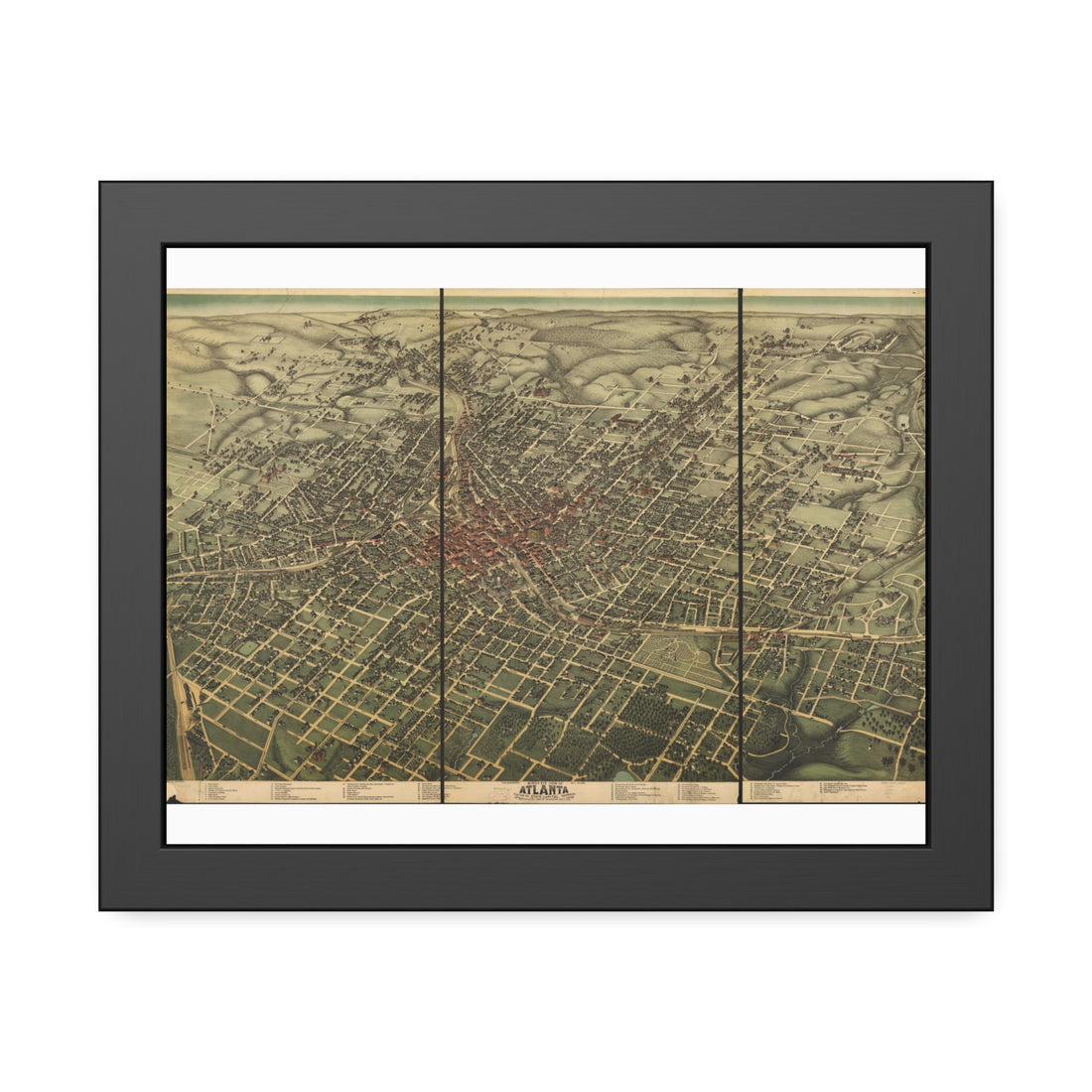 Atlanta, Georgia 1892 — Framed Bird's-Eye View Map