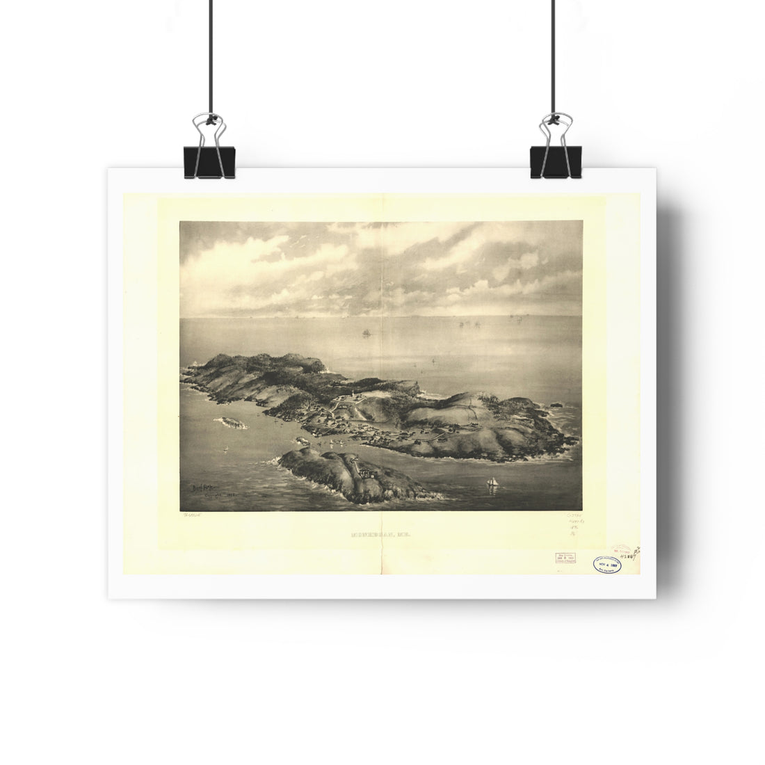 Monhegan, Maine 1896 — Bird's-Eye View Map Print