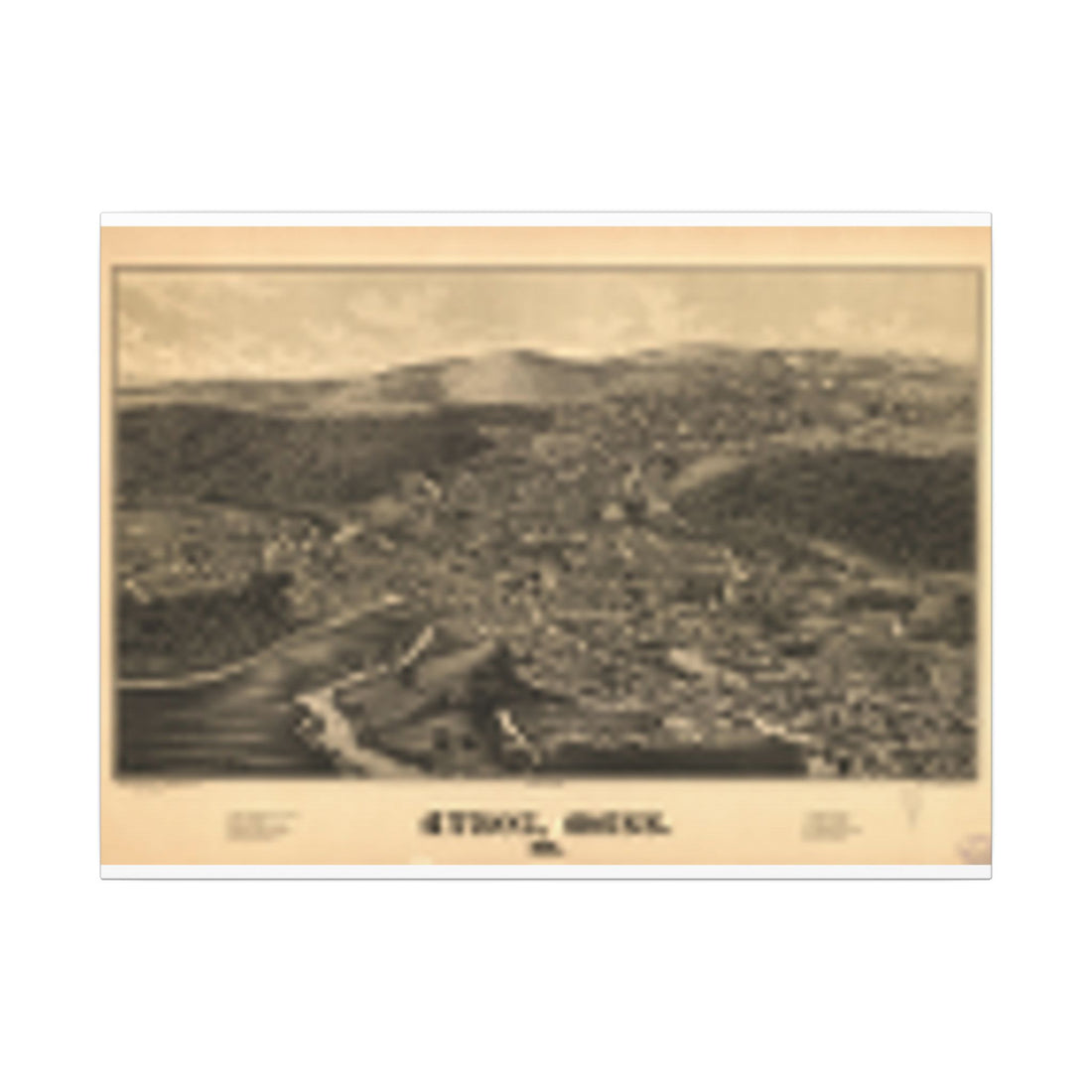 Athol, Massachusetts 1887 — Bird's-Eye View Map on Canvas