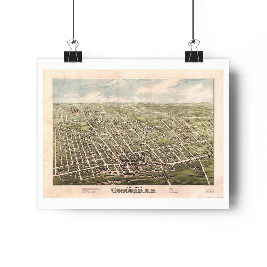 Concord, New Hampshire 1875 — Bird's-Eye View Map Print