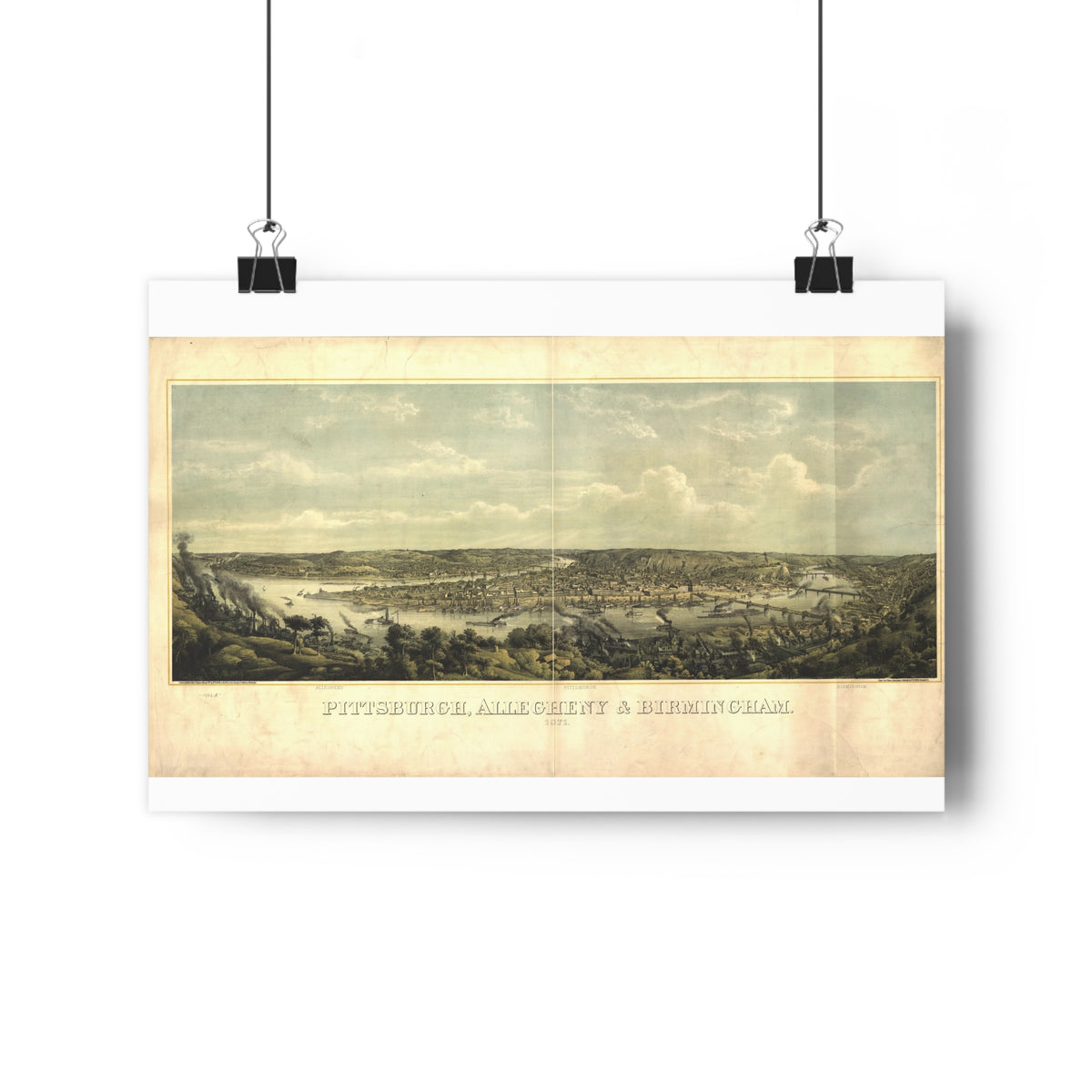 Pittsburgh, Pennsylvania 1871 — Bird's-Eye View Map Print