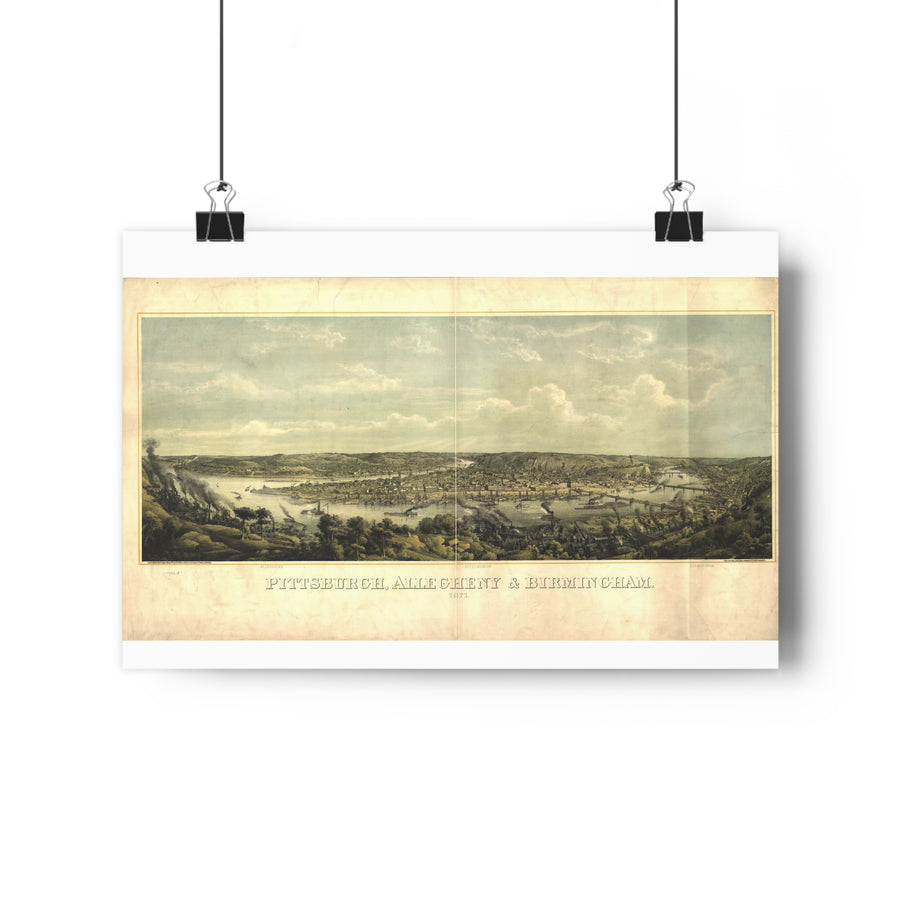 Pittsburgh, Pennsylvania 1871 — Bird's-Eye View Map Print