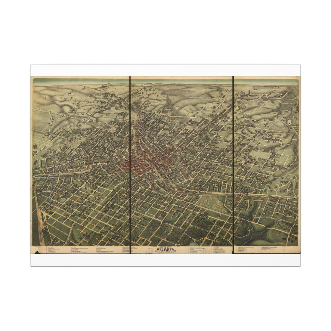 Atlanta, Georgia 1892 — Bird's-Eye View Map on Canvas