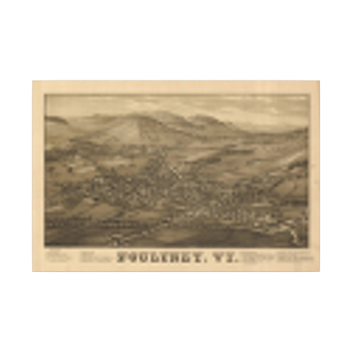 Poultney, Vermont 1886 — Bird's-Eye View Map on Canvas