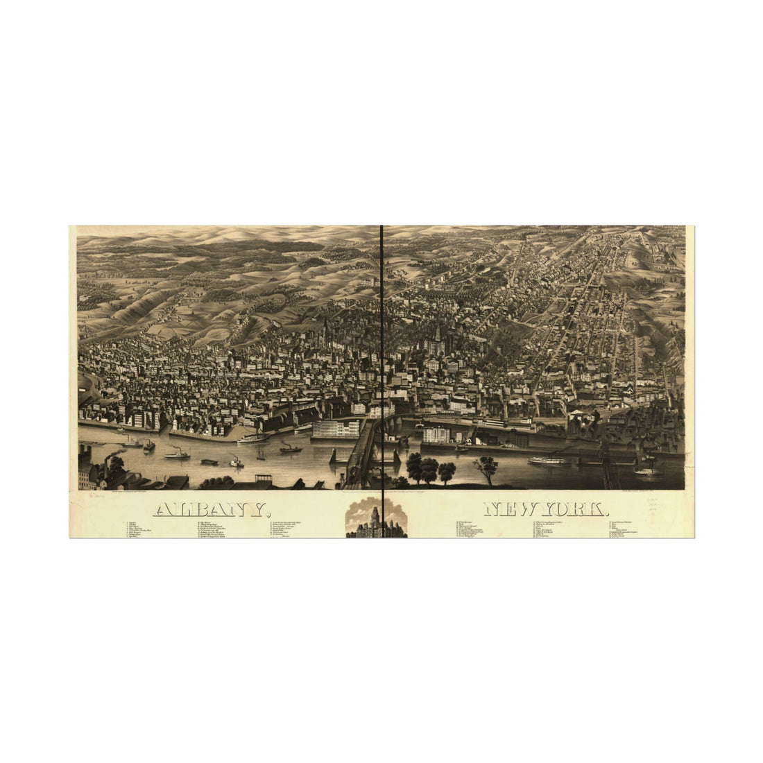 Albany, New York 1879 — Bird's-Eye View Map Print