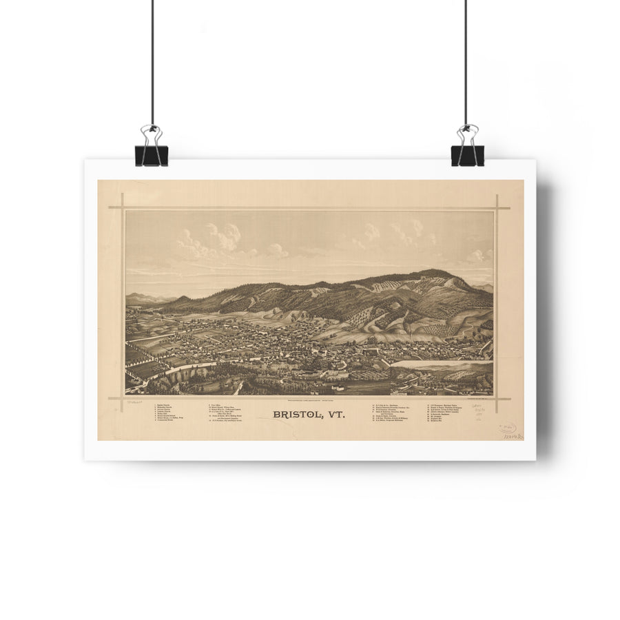Bristol, Vermont 1889 — Bird's-Eye View Map Print