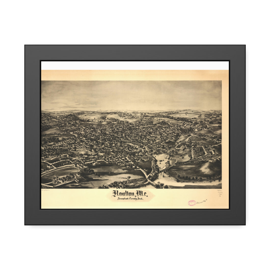 Houlton, Maine 1894 — Framed Bird's-Eye View Map