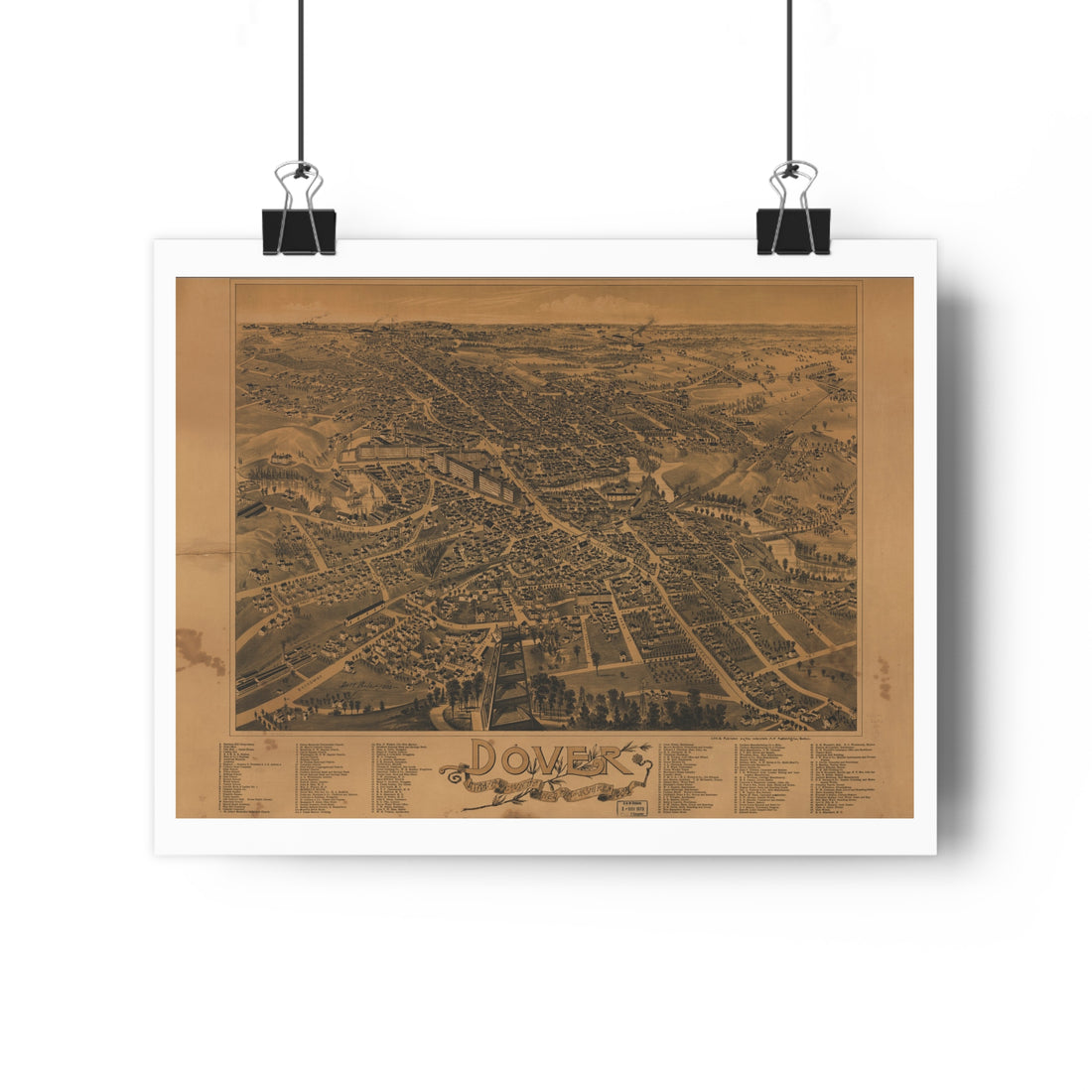 Dover, New Hampshire 1888 — Bird's-Eye View Map Print