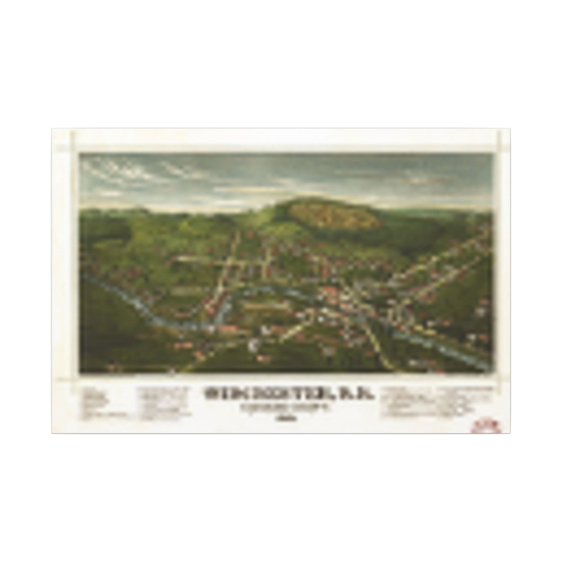 Winchester, New Hampshire 1887 — Bird's-Eye View Map on Canvas