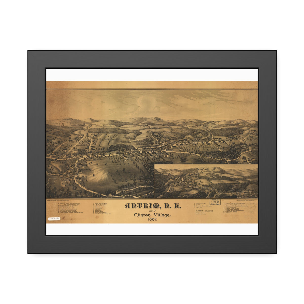 Antrim, New Hampshire 1887 — Framed Bird's-Eye View Map