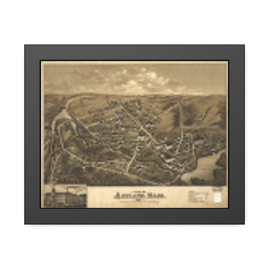 Ashland, Massachusetts 1878 — Framed Bird's-Eye View Map