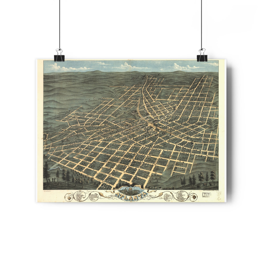 Atlanta, Georgia 1871 — Bird's-Eye View Map Print