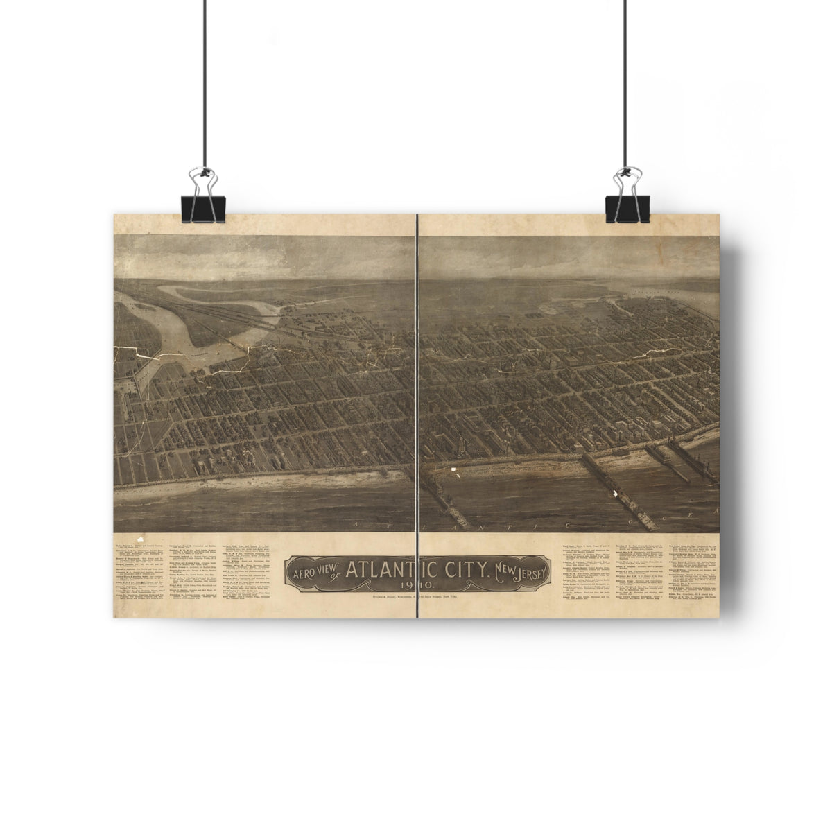 Atlantic City, New Jersey 1910 — Bird's-Eye View Map Print