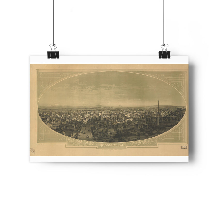 Los Angeles, California 1888 — Bird's-Eye View Map Print