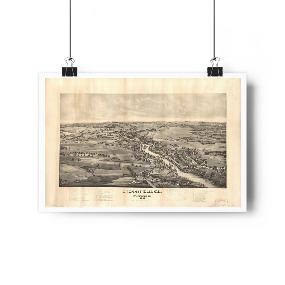 Cherryfield, Maine 1896 — Bird's-Eye View Map Print