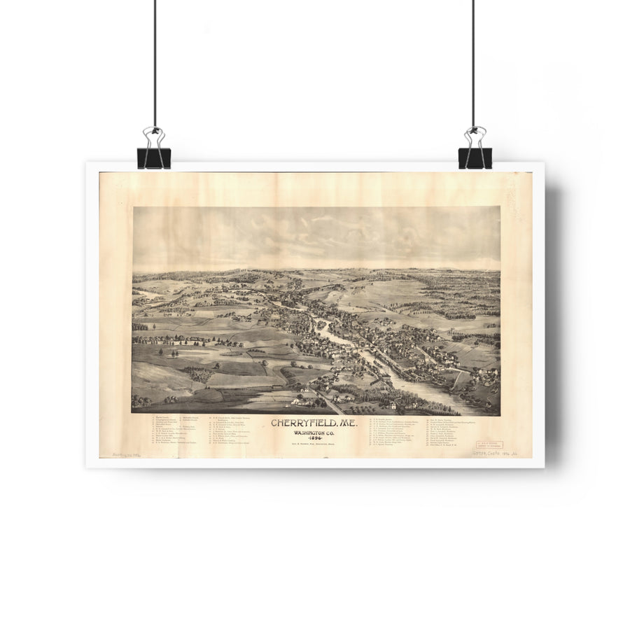 Cherryfield, Maine 1896 — Bird's-Eye View Map Print