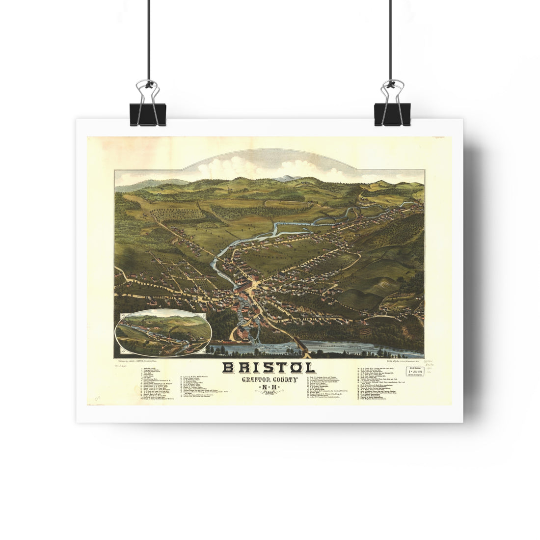 Bristol, New Hampshire 1884 — Bird's-Eye View Map Print