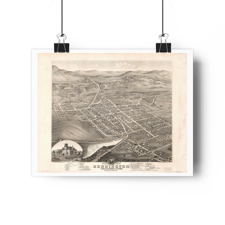 Bennington, Vermont 1877 — Bird's-Eye View Map Print