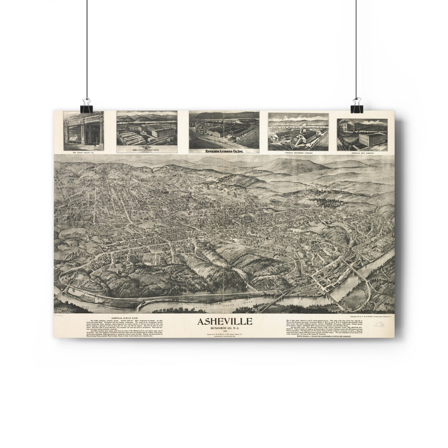 Asheville, North Carolina 1912 — Bird's-Eye View Map Print