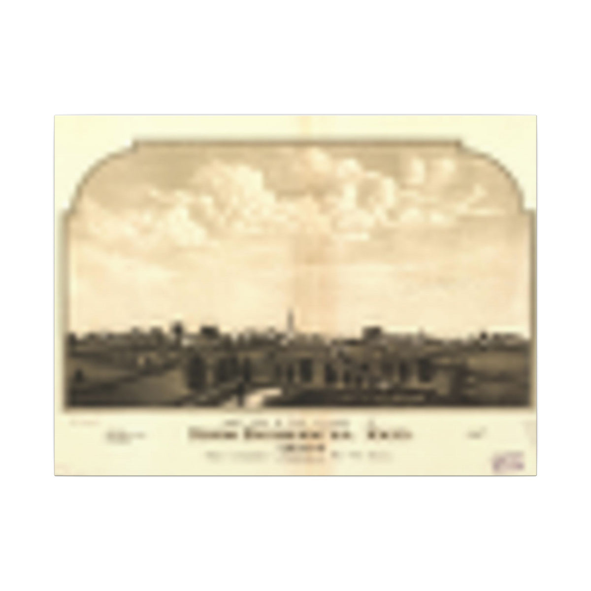 Brockton, Massachusetts 1844 — Bird's-Eye View Map on Canvas