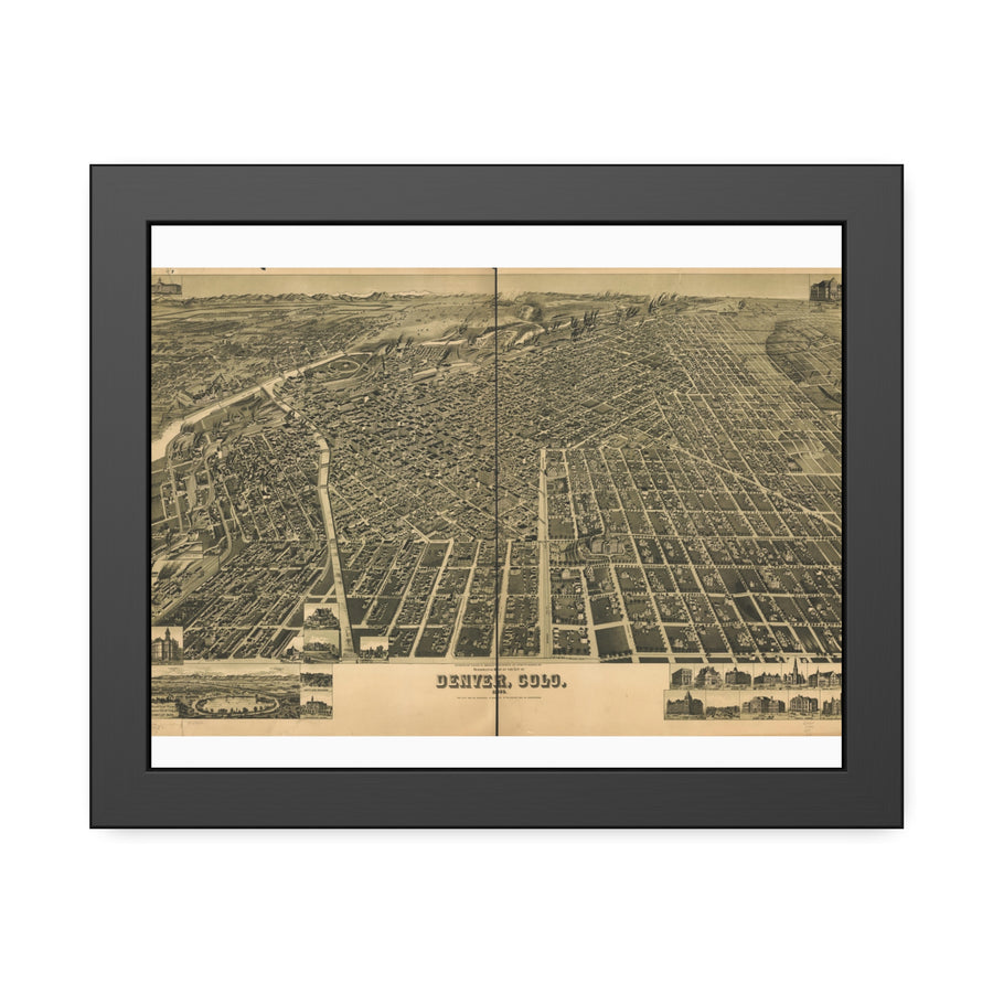 Denver, Colorado 1889 — Framed Bird's-Eye View Map