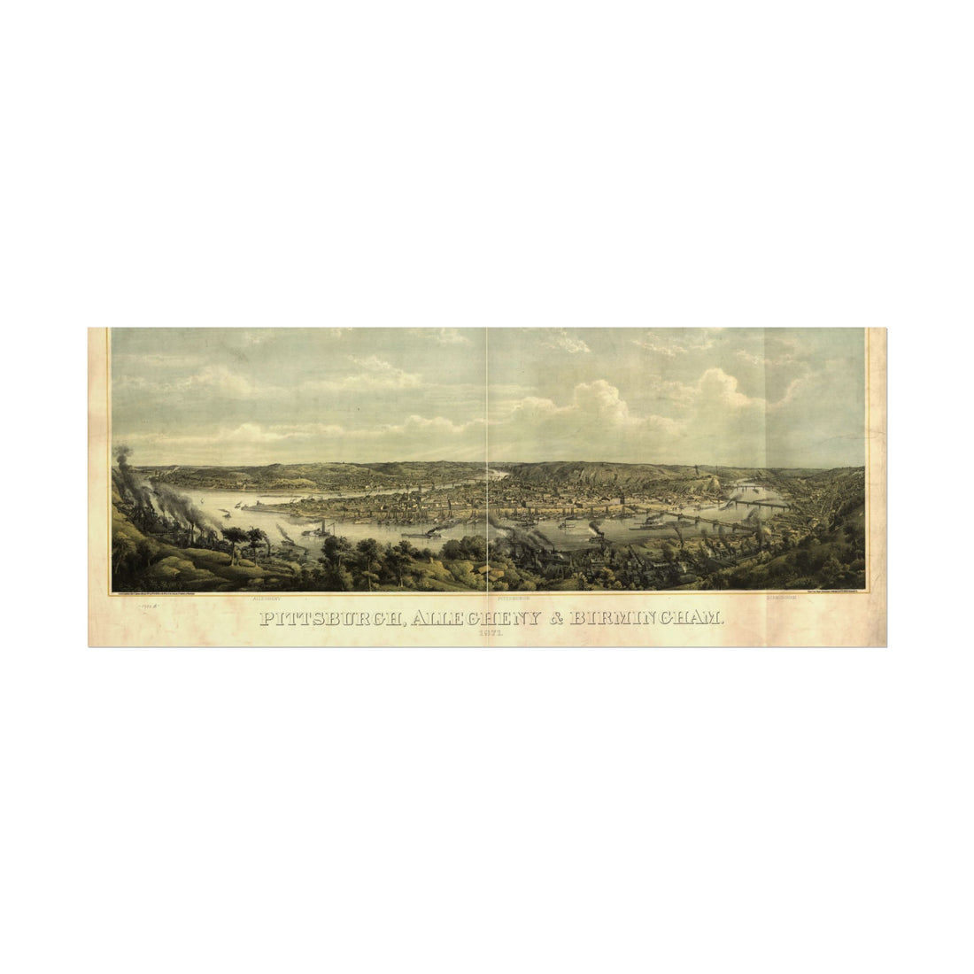 Pittsburgh, Pennsylvania 1871 — Bird's-Eye View Map Print