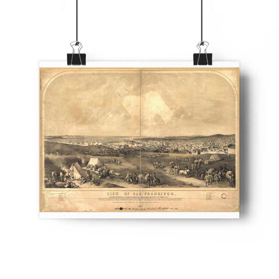 San Francisco, California 1851 — Bird's-Eye View Map Print