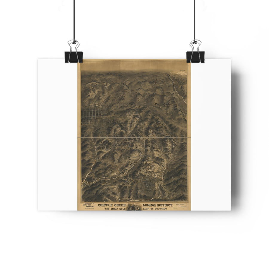 Cripple Creek, Colorado 1895 — Bird's-Eye View Map Print