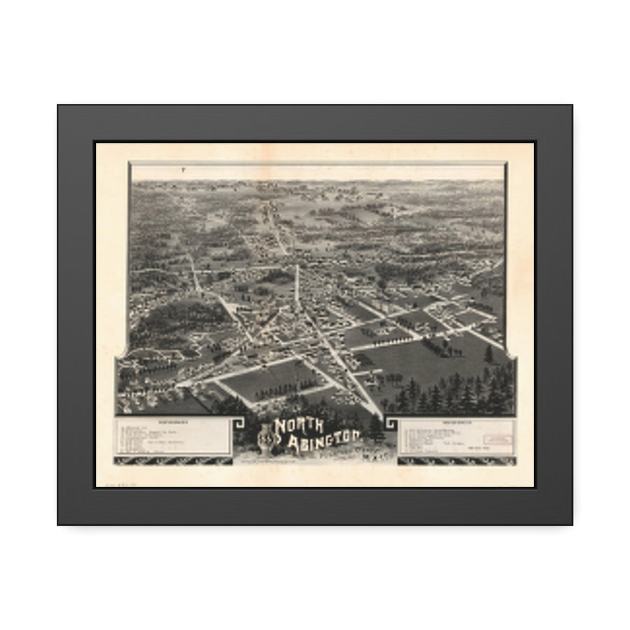Abington, Massachusetts 1885 — Framed Bird's-Eye View Map