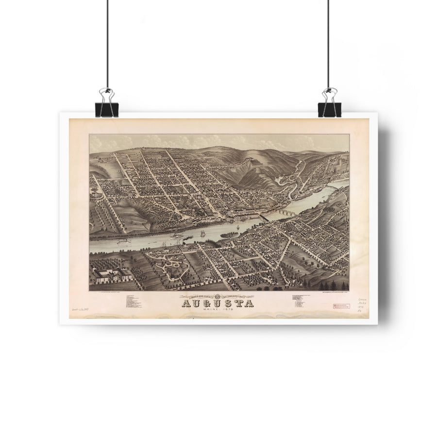 Augusta, Maine 1878 — Bird's-Eye View Map Print