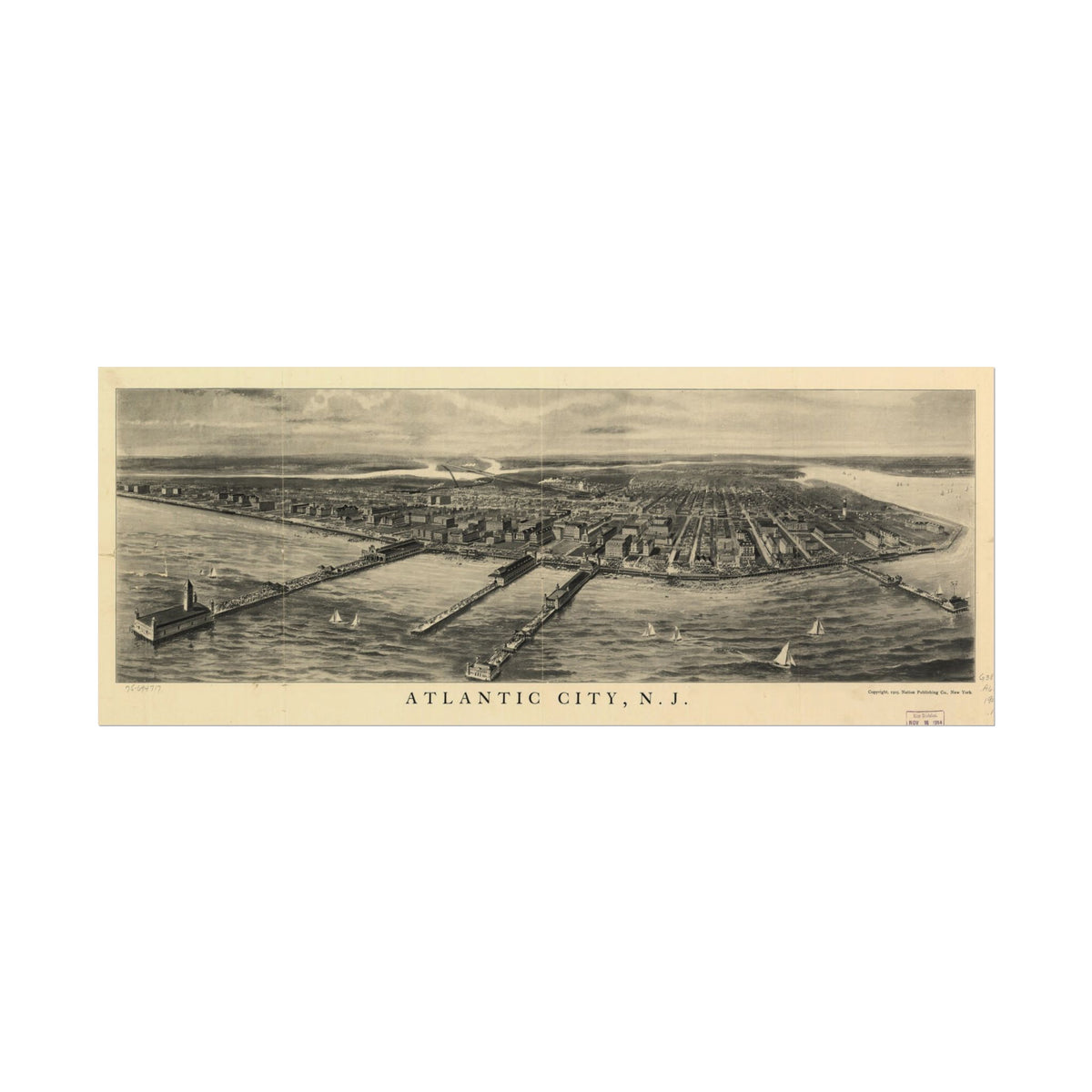 Atlantic City, New Jersey 1905 — Bird's-Eye View Map Print