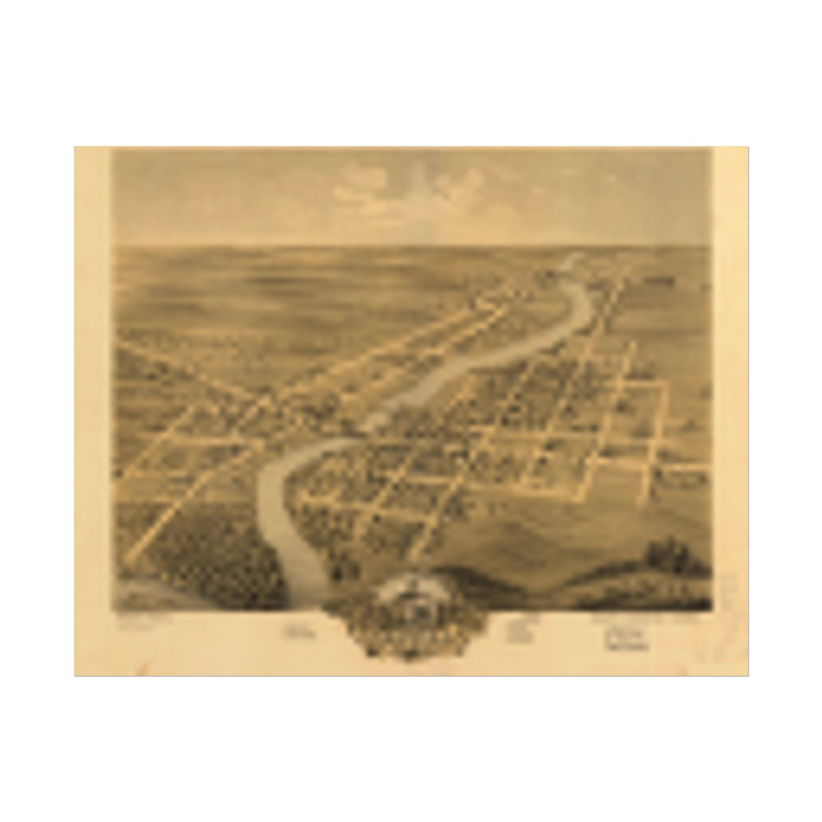 Anoka, Minnesota 1869 — Bird's-Eye View Map Print