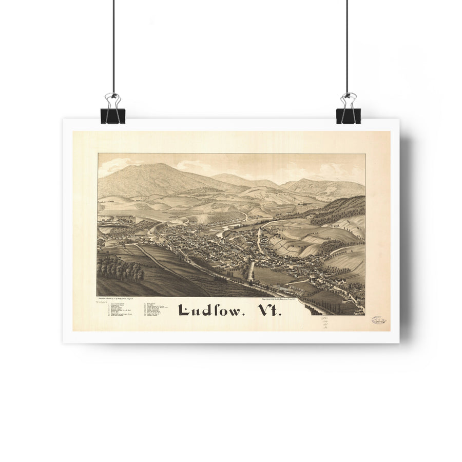 Ludlow, Vermont 1885 — Bird's-Eye View Map Print