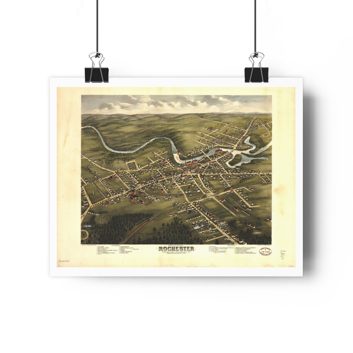 Rochester, New Hampshire 1877 — Bird's-Eye View Map Print